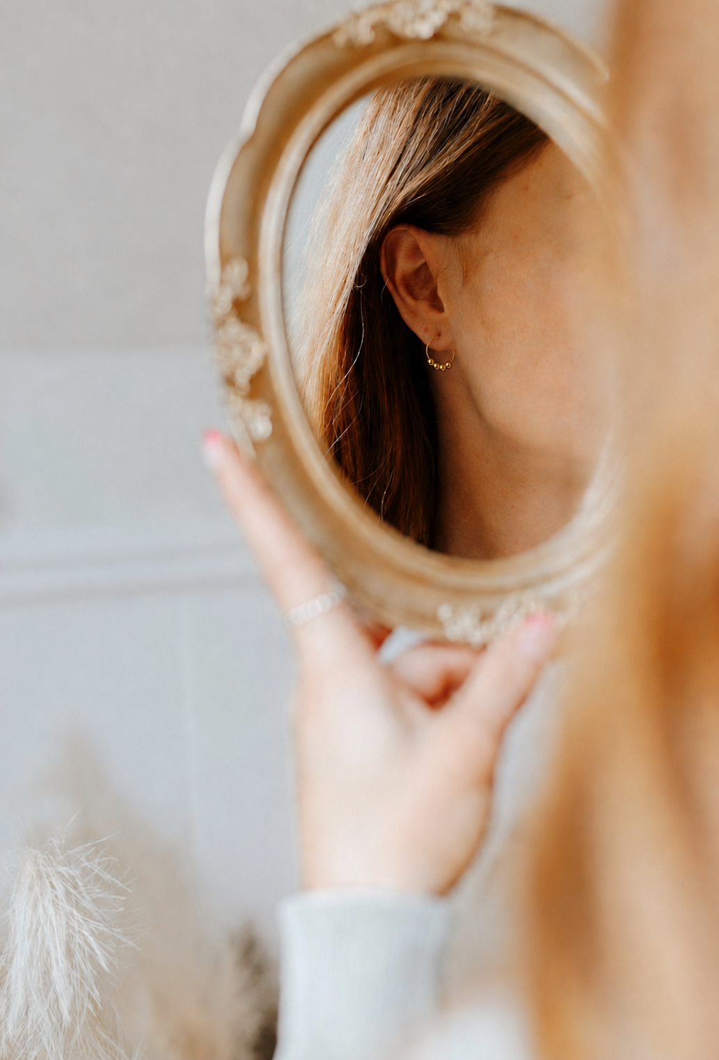 Gold Beaded Hoops