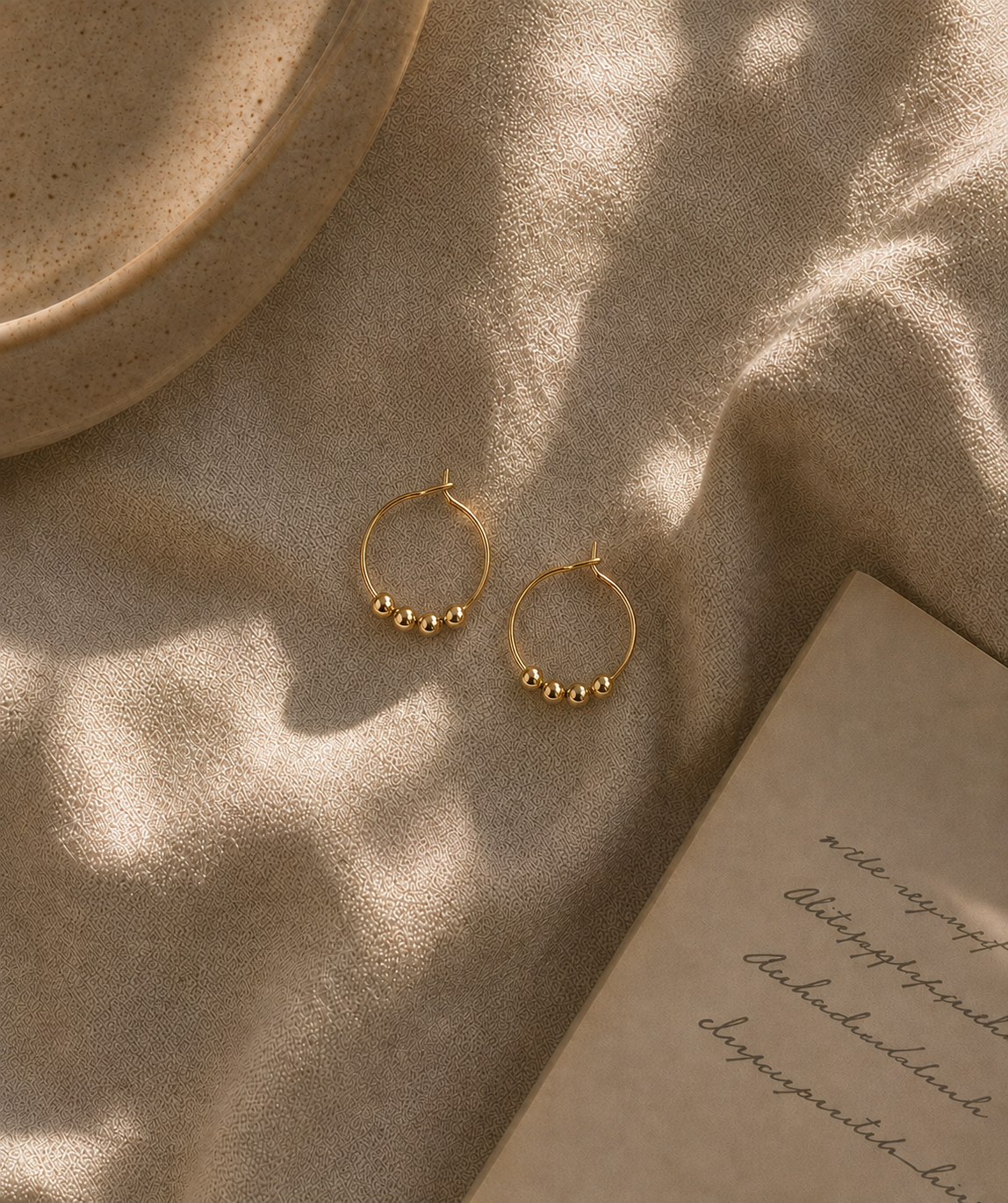 Gold Beaded Hoops