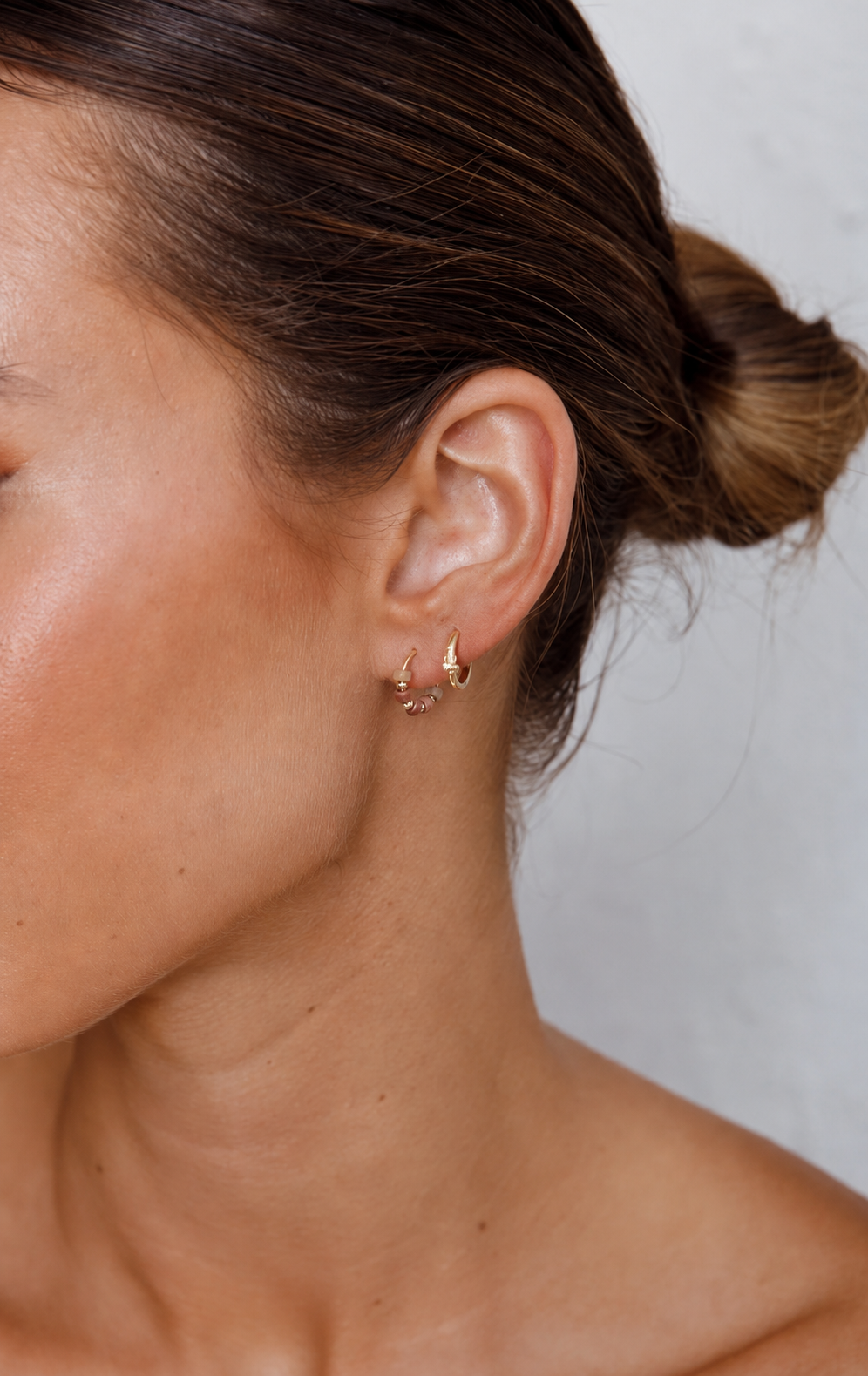 Natural Beaded Hoops