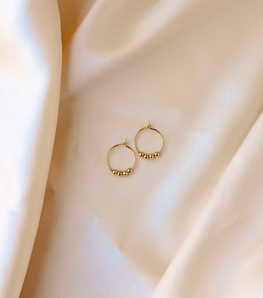 Gold Beaded Hoop