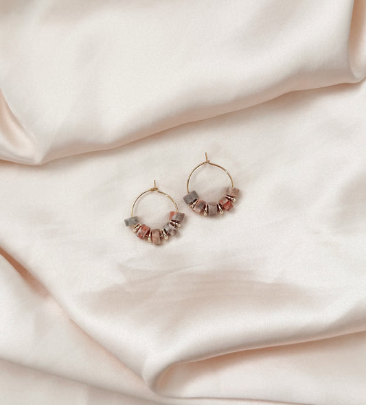 Natural Beaded Hoops