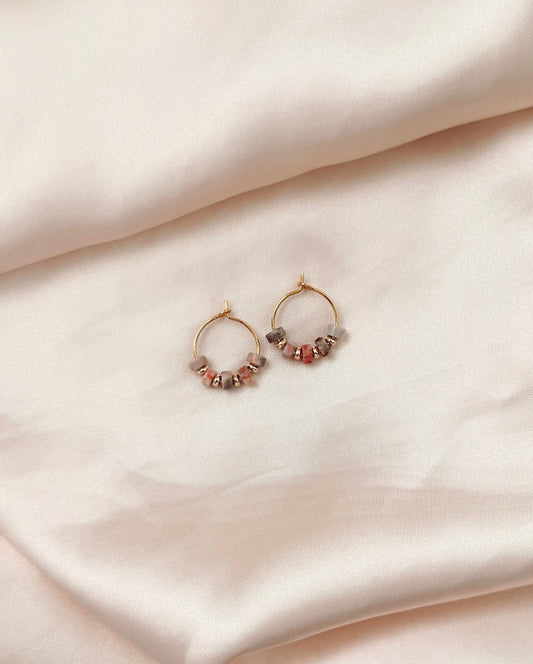 Natural Beaded Hoops