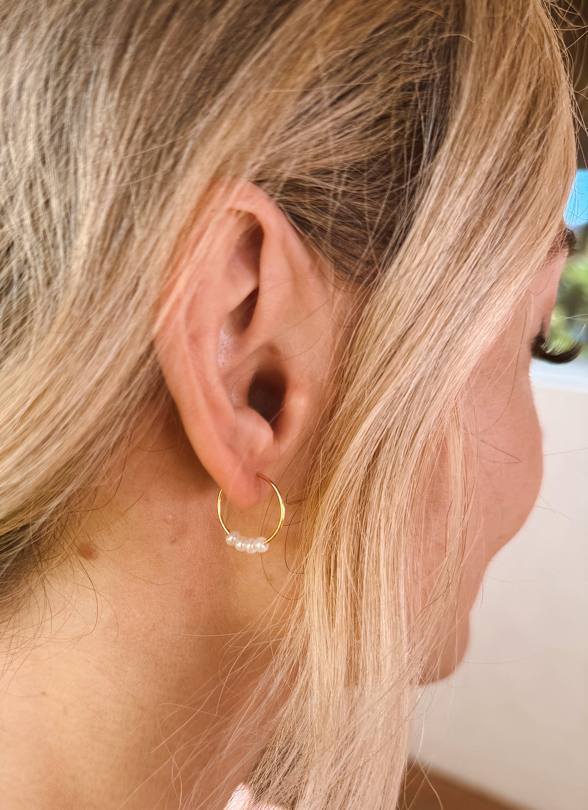 Pearl Beaded Hoops